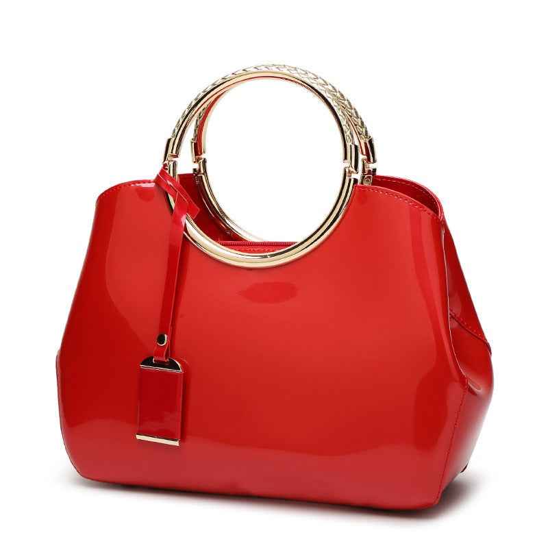 One-Shoulder Wedding Shiny Patent Leather Crossbody Handbag