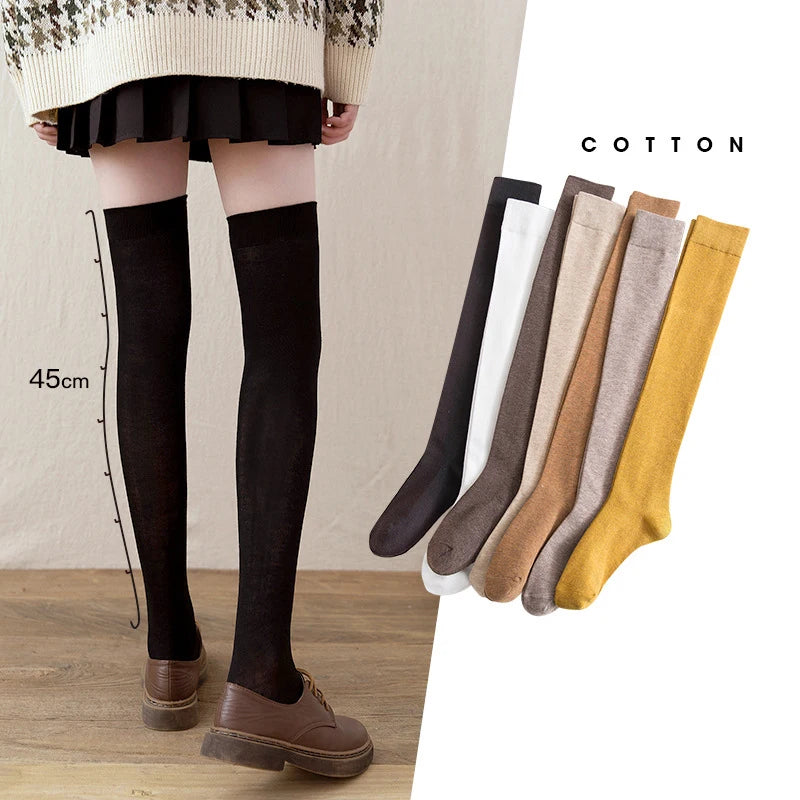 1 Pair Knee High Socks Women Socks Solid Color Stocking College Style Casual JK Japanese Fashion Calf Sock Sports Fitness Socks eprolo