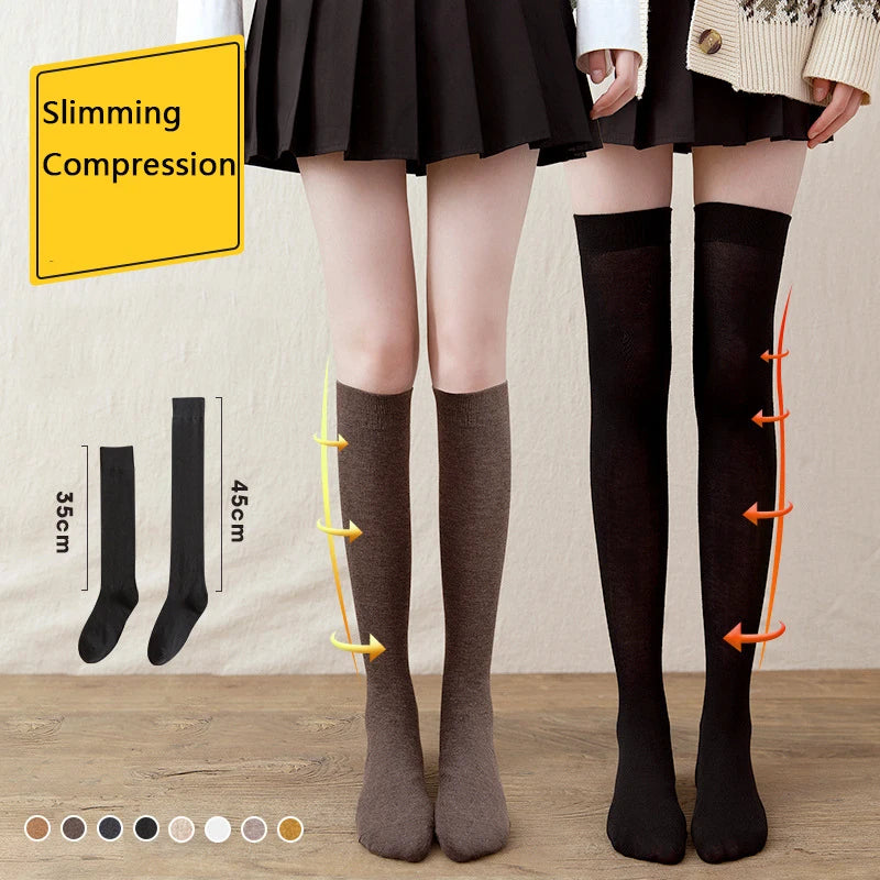 1 Pair Knee High Socks Women Socks Solid Color Stocking College Style Casual JK Japanese Fashion Calf Sock Sports Fitness Socks eprolo