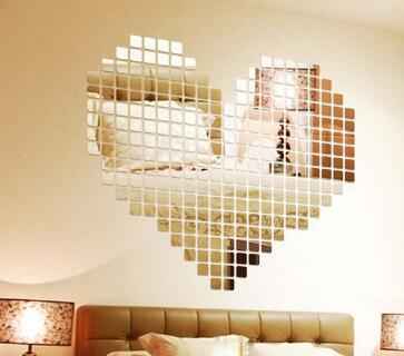 100 Pcs Acrylic Mirrored Wall Stickers 2*2CM Decorative Sticker Home Decor DIY
