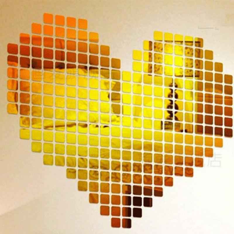 100 Pcs Acrylic Mirrored Wall Stickers 2*2CM Decorative Sticker Home Decor DIY