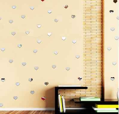 100 Pcs Acrylic Mirrored Wall Stickers 2*2CM Decorative Sticker Home Decor DIY