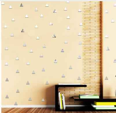 100 Pcs Acrylic Mirrored Wall Stickers 2*2CM Decorative Sticker Home Decor DIY