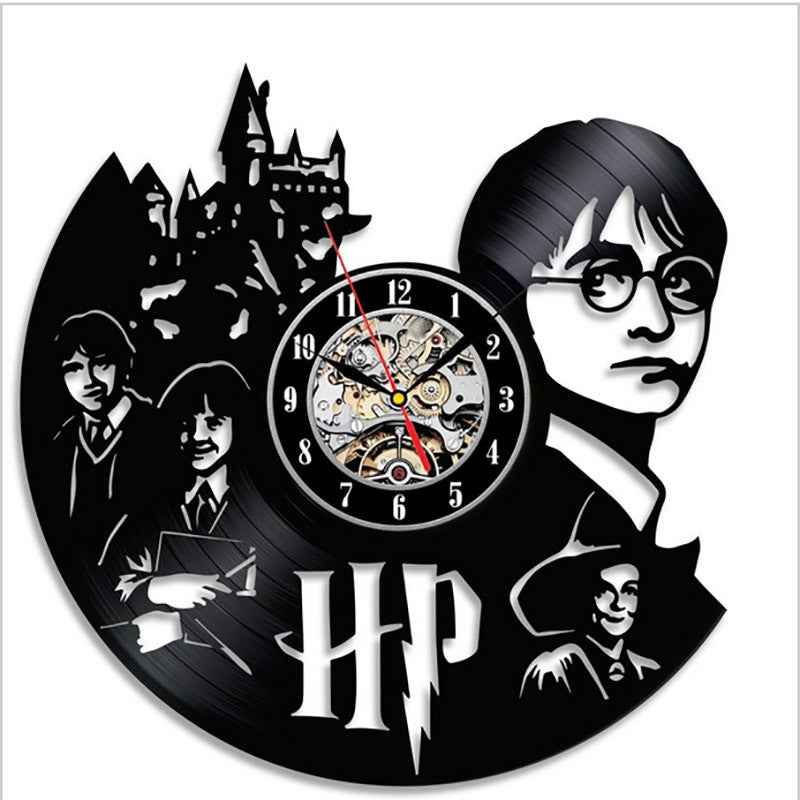 Harry Potter Vinyl Record Clock Wall Clock Vinyl Creative Skeleton Record Clock Vinyl Record Wall Clock