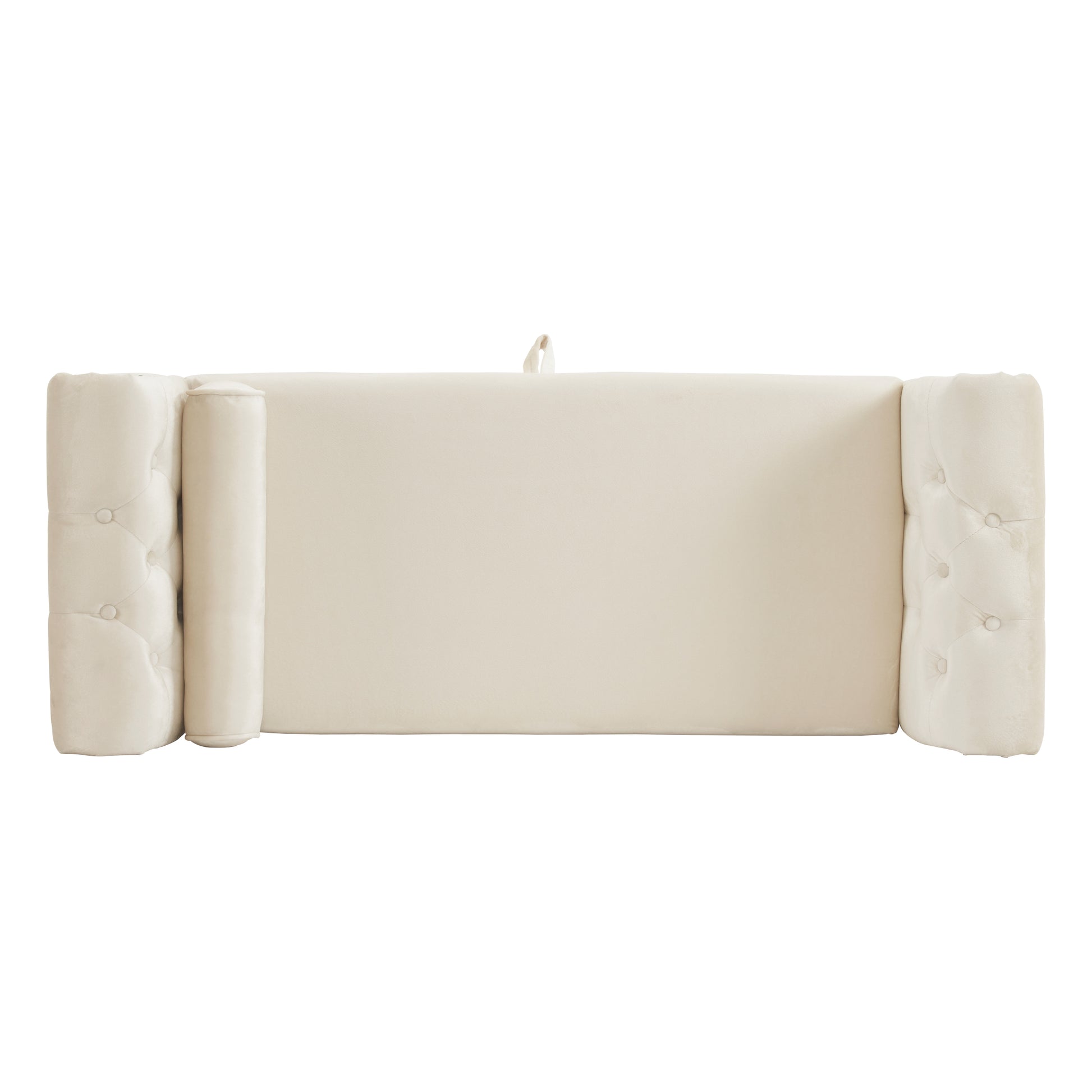 Velvet Multifunctional Storage Rectangular ottoman bench with 1 Pillow, Beige