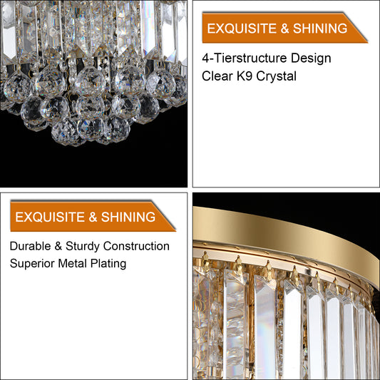 Luxury Gold Crystal Chandelier - Large Modern Ceiling Light for Dining Room