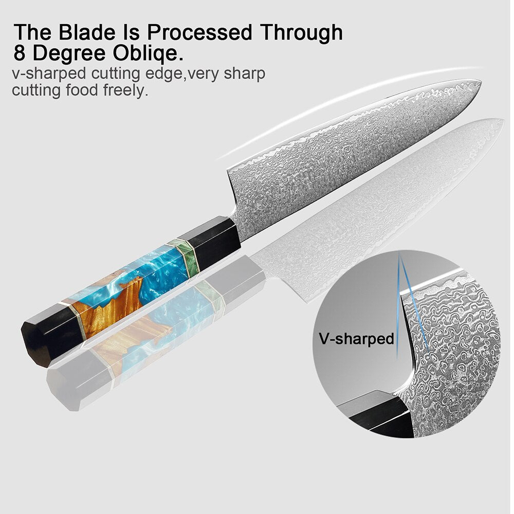 XITUO Damascus Stainless Steel Kitchen Knives Set High Quality Chef Knife Cleaver Paring Knife Stable wood&resin&horn Handle eprolo