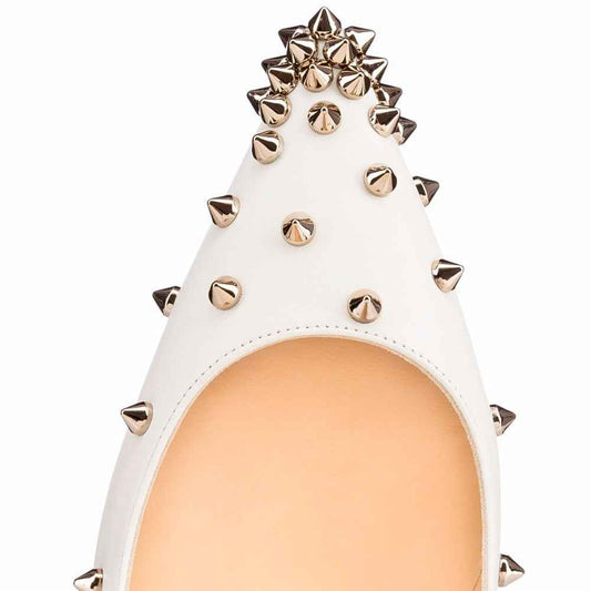 European & American White Rivet High Heels – Elegance Meets Edge