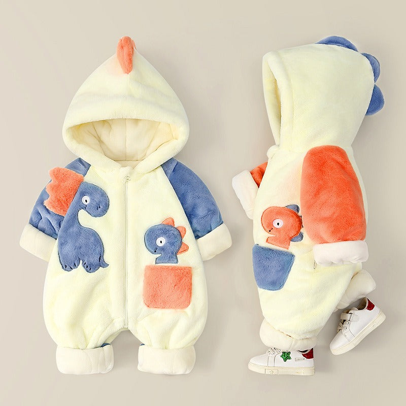 Baby One-Piece Clothes Plush Thickened Autumn And Winter New Baby Boys And Girls Romper Cartoon Crawling Clothes Winter Cotton Clothes eprolo
