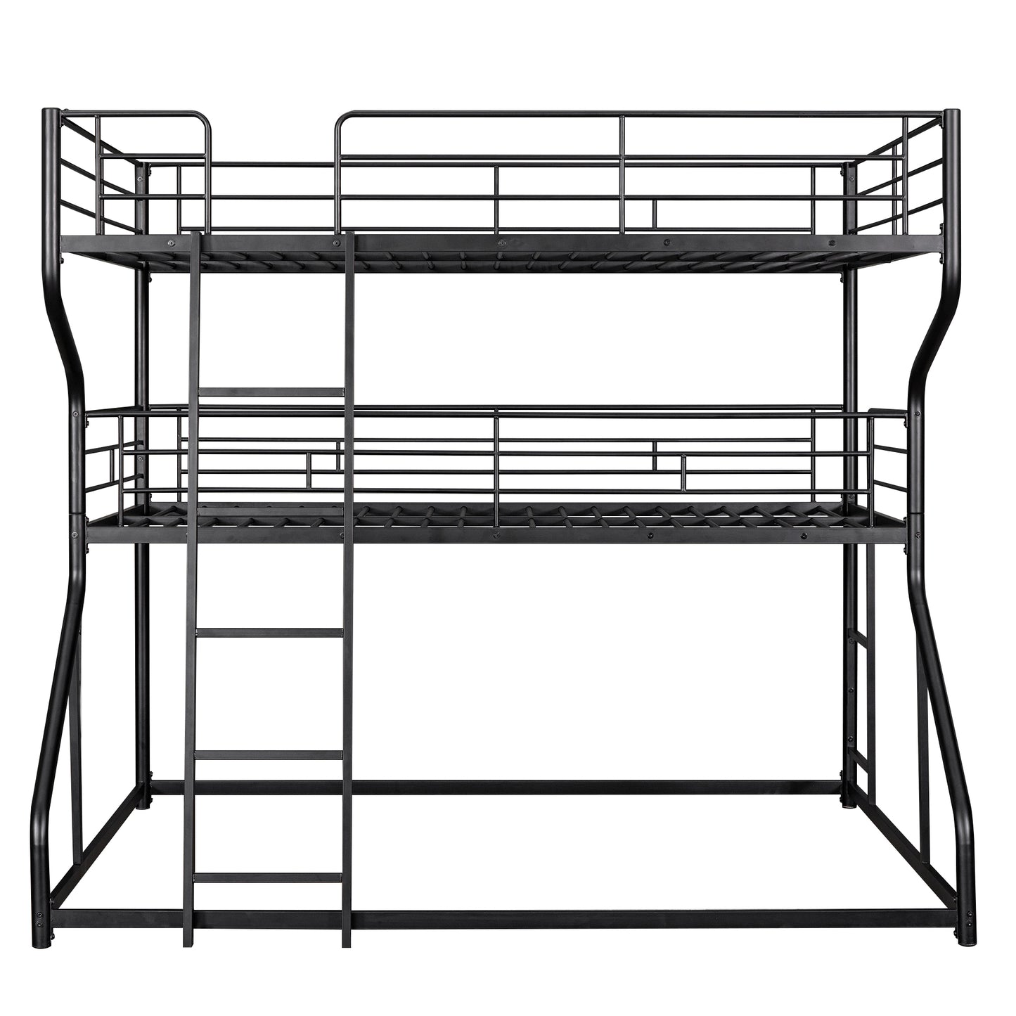 Full XL over Twin XL over Queen Size Triple Bunk Bed with Long and Short Ladder,Black eprolo