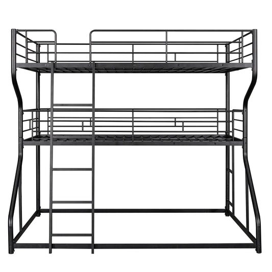 Full XL over Twin XL over Queen Size Triple Bunk Bed with Long and Short Ladder - Shello's Creative Boutique