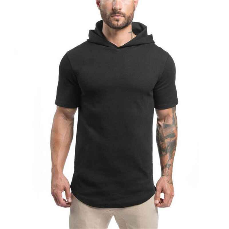 Men’s Bodybuilding Hooded Short Sleeve Sweatshirt