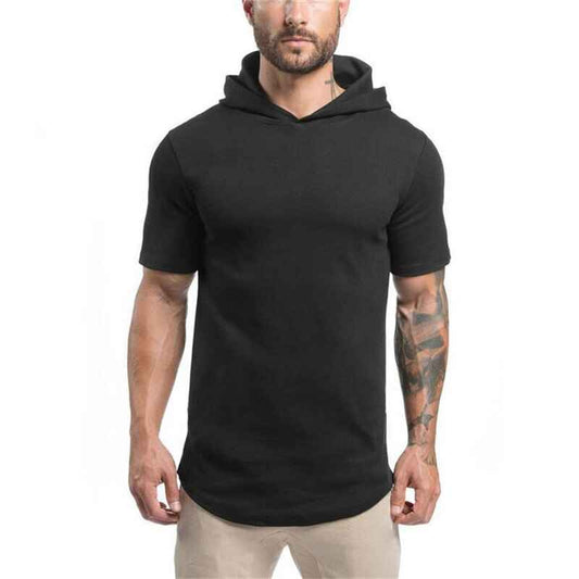 Men’s Bodybuilding Hooded Short Sleeve Sweatshirt
