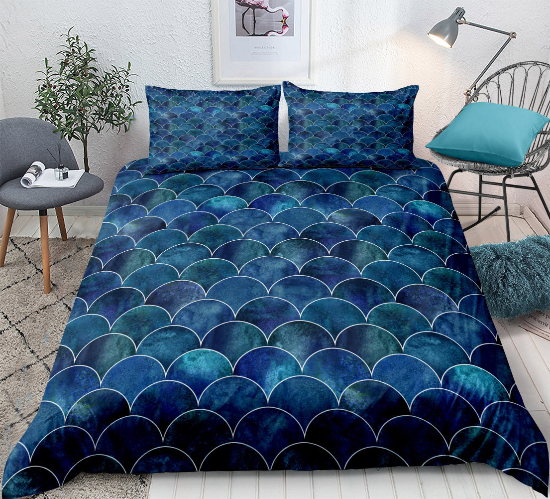 Mermaid Pattern Fish Scales Three Or Four Pieces Household Quilt Cover Bedding eprolo