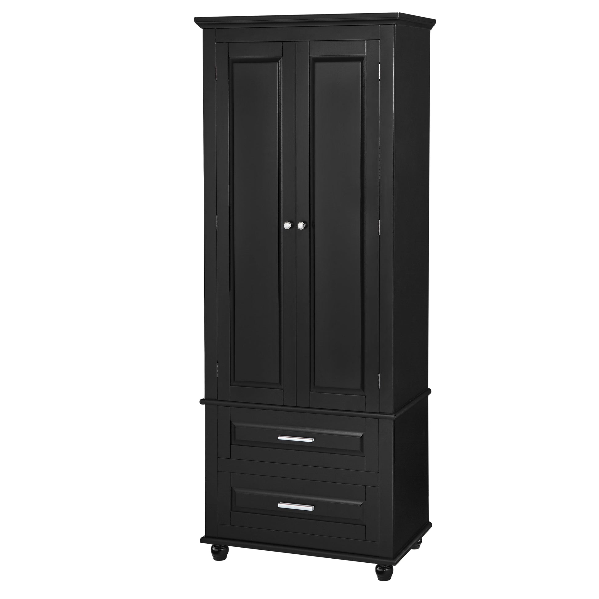 Tall Storage Cabinet with Two Drawers for Bathroom/Office, Black eprolo
