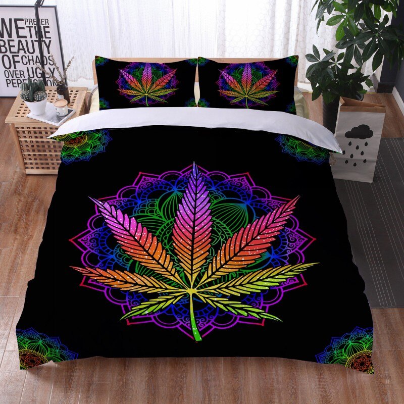 Fashionable 3 Pieces Bohemian Style Bedding Set Large Mandala Feather Printed Duvet Cover With Pillowcase Not Included Sheets eprolo