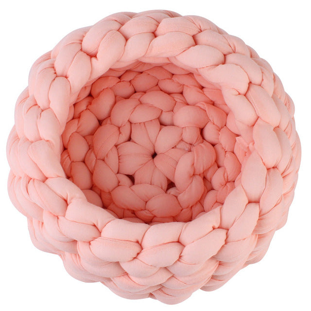 Braided Dog Bed - Soft Warming Pet Nest with Cave Design (4 Sizes)