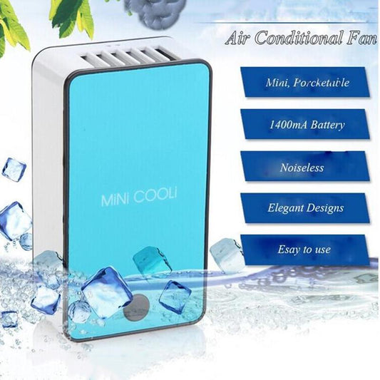 Mini Portable HandHeld Table Air Conditioner Cooler Cooling USB Rechargeable Battery Bladeless Fan eprolo