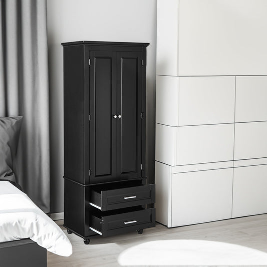 Tall Storage Cabinet with Two Drawers for Bathroom/Office, Black eprolo