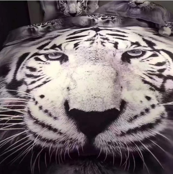 3D white tiger animal twin king full double bedclothes pillowcase duvet cover set bedding set eprolo