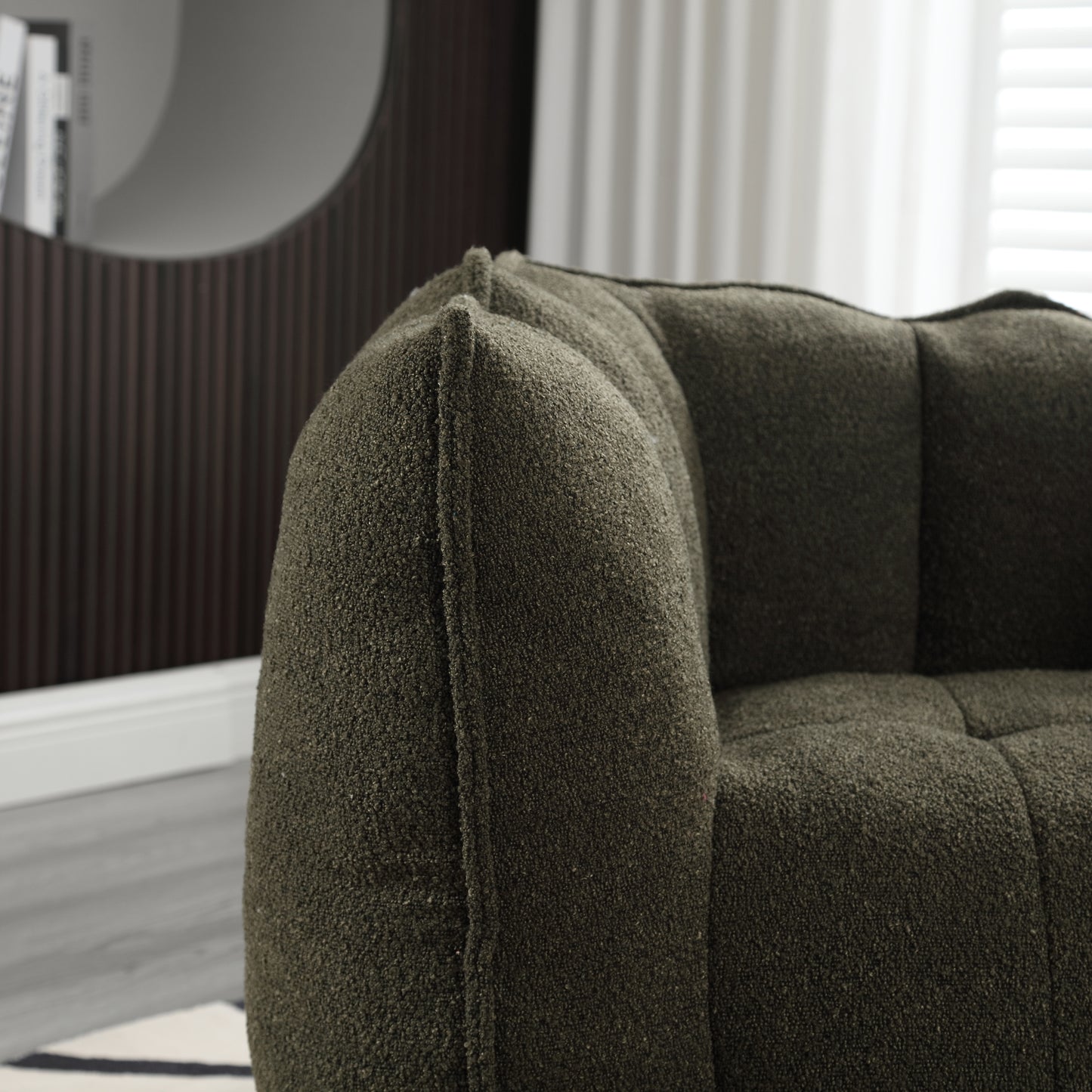 Soft Bean Bag Chair with High Resilient Foam(Chips)for living room and bedroom,Comfortable Square Lazy Sofa with Footstool eprolo