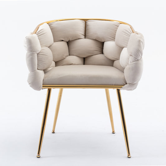 Luxury modern simple leisure velvet single sofa chair bedroom manicure table back chair beige Shello Creative Boutique