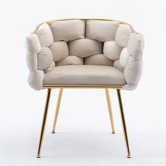 Luxury modern simple leisure velvet single sofa chair bedroom manicure table back chair beige - Shello's Creative Boutique