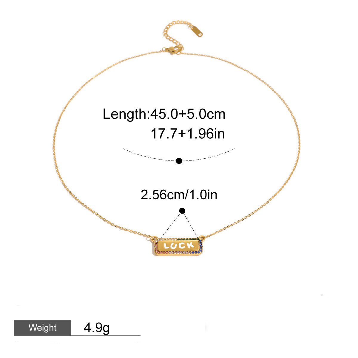 18K Gold LUCK Geometric Necklace with Gemstones - Shello's Creative Boutique