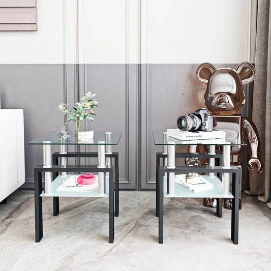 Set of 2 Modern Tempered Glass Tea Tables – Sleek, Modern Elegance for Your Home - Shello's Creative Boutique
