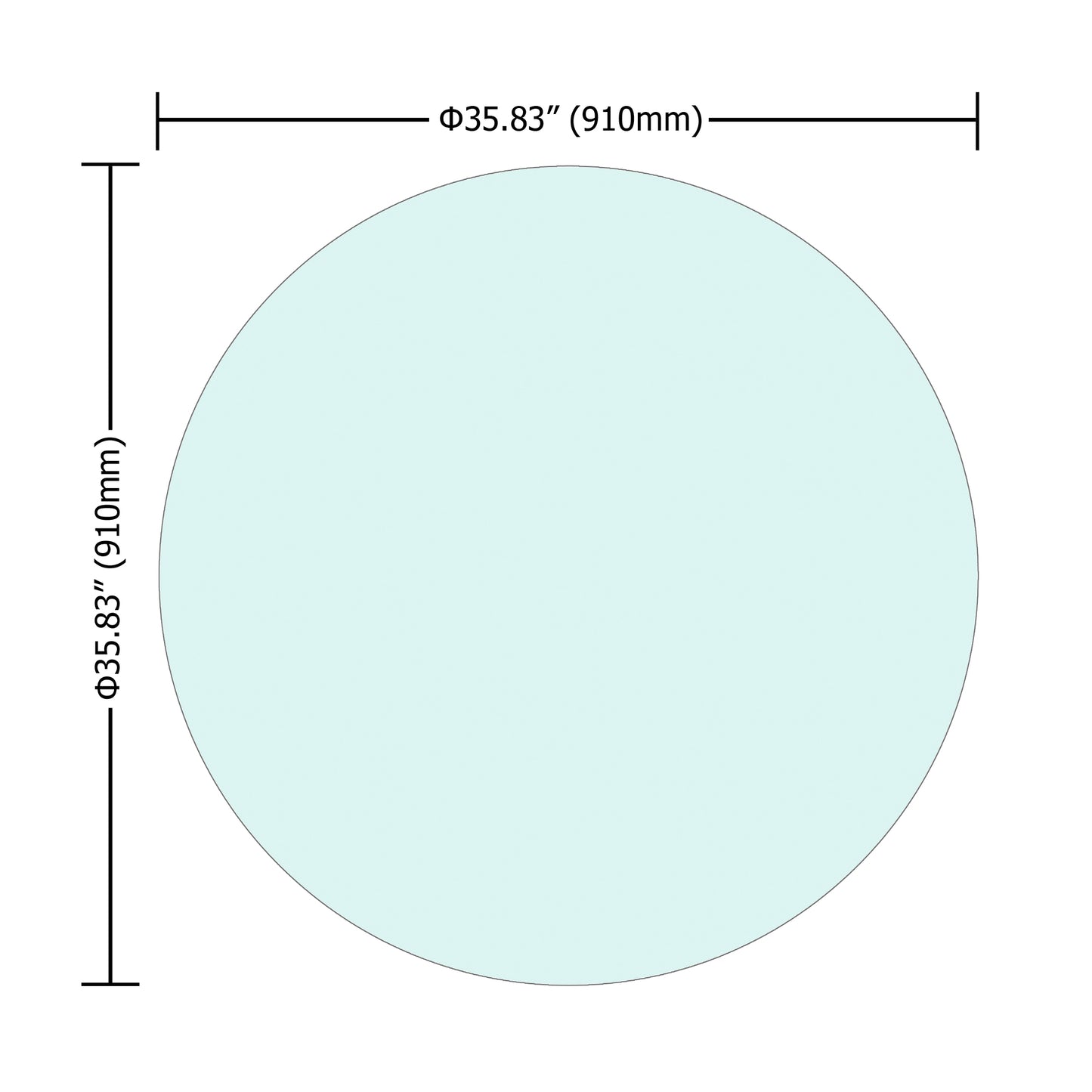 36" Inch Round Tempered Glass Table Top Clear Glass 1/4" Inch Thick Flat Polished Edge eprolo
