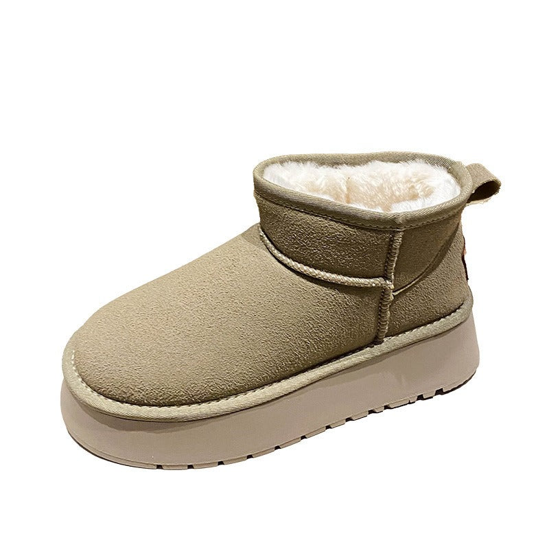 Thick soled versatile snow boots for women's warmth and height increase small cotton shoes eprolo
