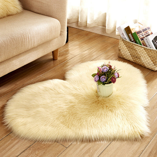 Love Heart Rugs Artificial Wool Hairy Carpet Faux Floor Mat Fur Plain Fluffy Area Rug Soft Living Room Carpet Bedroom Floor Mat eprolo