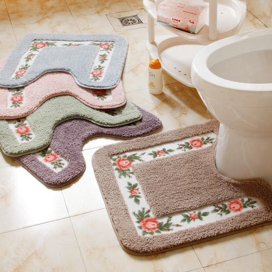 Shower Pad Mat Rug Bathroom Mats Set Coral Velvet Soft Toilet Carpet