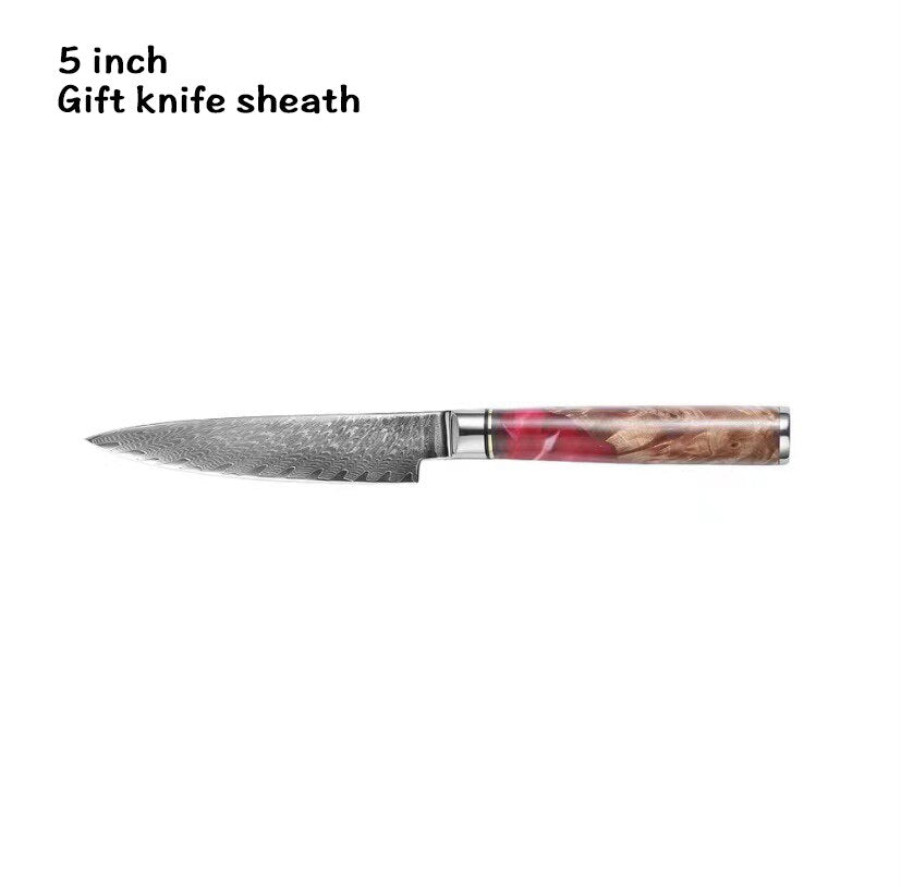 XUANFENG set of vg10 steel kitchen knife brocade machete chef knife bread knife blue resin and color wooden handle kitchen tools eprolo