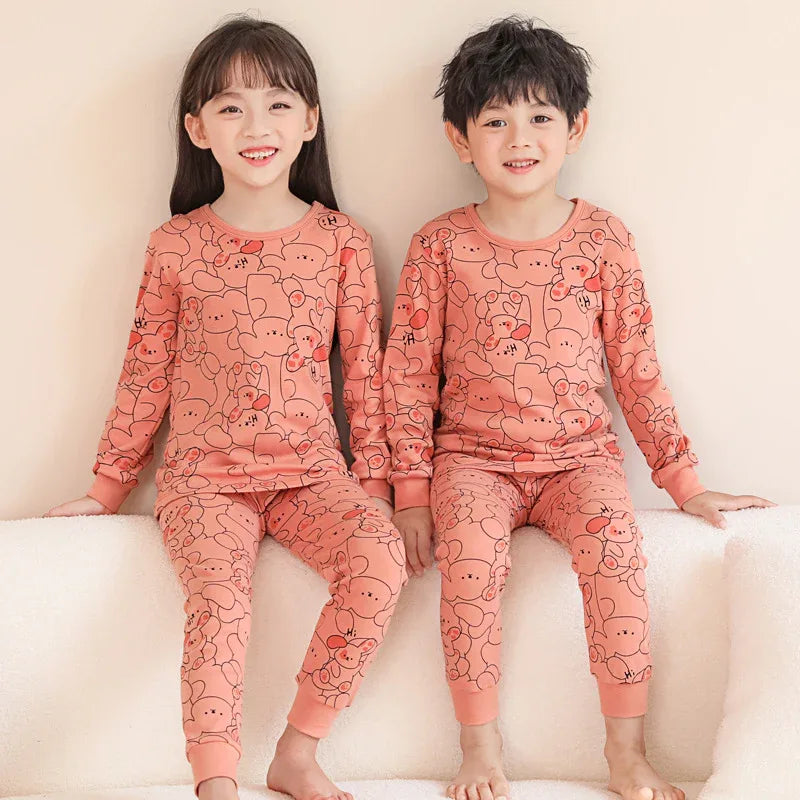 Boys Long Johns Children Underwear Set Cotton Girls Pajamas Cotton Sweaters - Shello's Creative Boutique