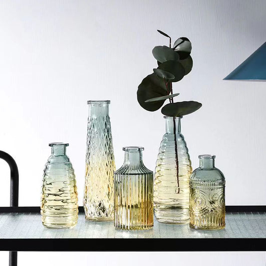 Nordic Gradient Color Transparent Glass Vase Creative Home Living Room Dining Table Decorations eprolo