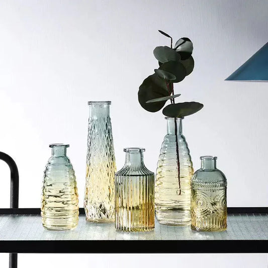 Nordic Gradient Color Transparent Glass Vase – Stunning Home & Dining Table - Shello's Creative Boutique