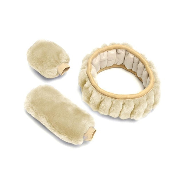 Luxury Plush Steering Wheel Cover Set - Winter Car Interior Accessories