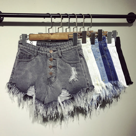 female fashion casual summer cool women denim booty Shorts high waists fur-lined leg-openings Plus size sexy short Jeans eprolo