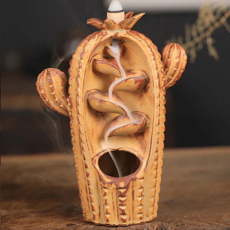 Back Flow Incense Burner Ceramic Road Decoration Aromatherapy Stove Cactus - Shello's Creative Boutique