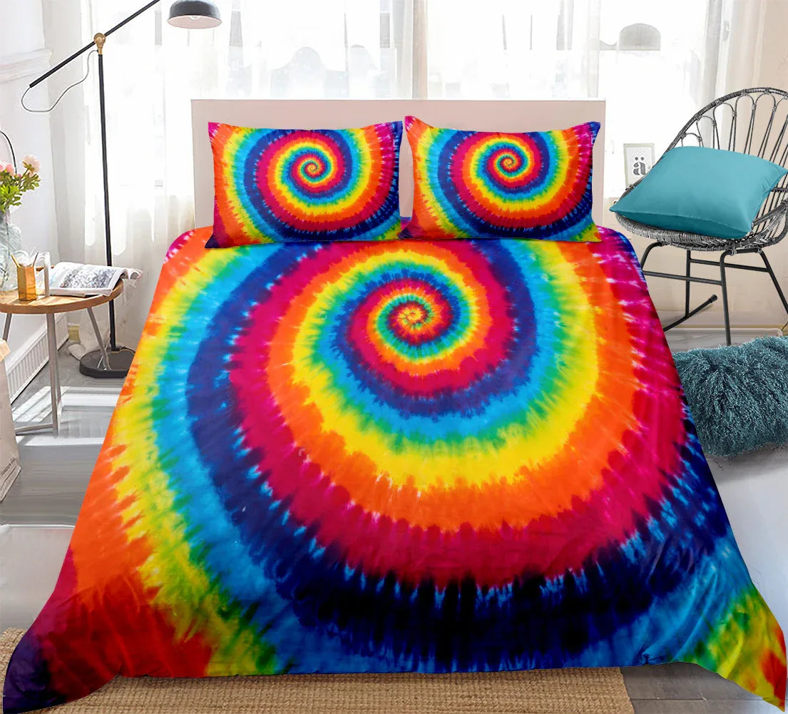 Color Tie Dye Home Textile Pillow Cover Sheet Quilt Cover Three or Four Piece Set - Shello's Creative Boutique