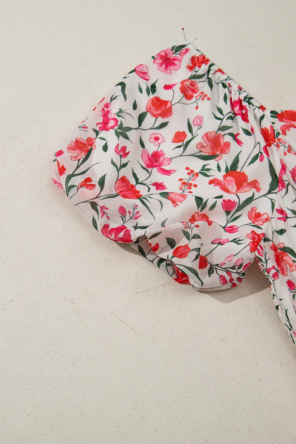 Pink Floral Maxi Dress - Plus Size Square Neck Puff Sleeve Ruffle Dress for Summer - Shello's Creative Boutique