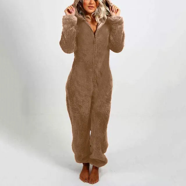 2023 Zipper Onesies Fluffy Fleece Pajamas for Women Hooded Adult Winter Warm Sleepwear Jumpsuits Loungwear Overall Plus Size 5XL eprolo
