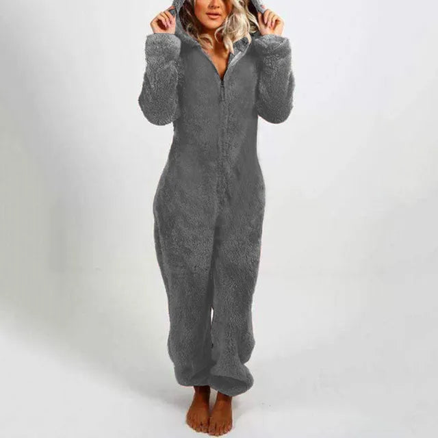 2023 Zipper Onesies Fluffy Fleece Pajamas for Women Hooded Adult Winter Warm Sleepwear Jumpsuits Loungwear Overall Plus Size 5XL eprolo