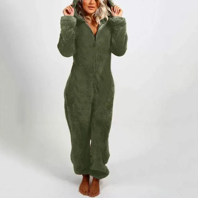 Zipper Onesies Fluffy Fleece Pajamas for Women Hooded Adult Winter Warm Sleepwear - Shello's Creative Boutique