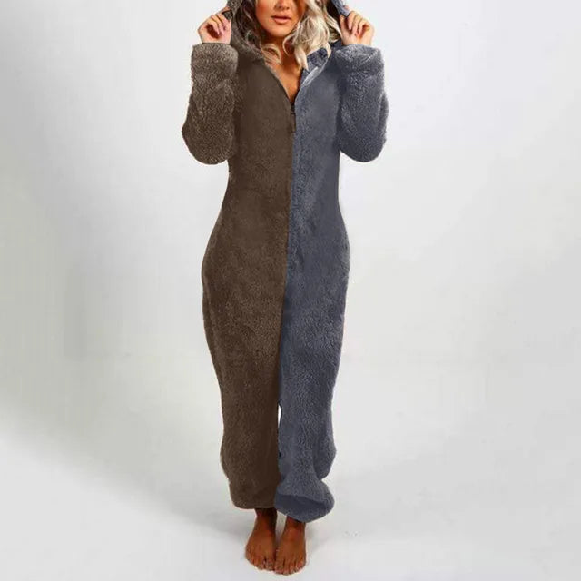 2023 Zipper Onesies Fluffy Fleece Pajamas for Women Hooded Adult Winter Warm Sleepwear Jumpsuits Loungwear Overall Plus Size 5XL eprolo