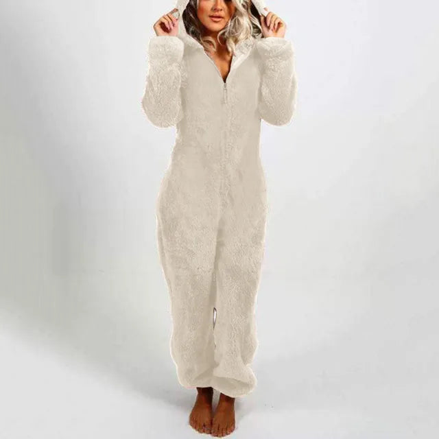 2023 Zipper Onesies Fluffy Fleece Pajamas for Women Hooded Adult Winter Warm Sleepwear Jumpsuits Loungwear Overall Plus Size 5XL eprolo