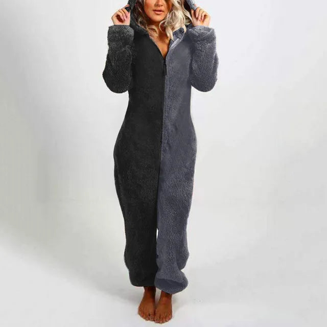 2023 Zipper Onesies Fluffy Fleece Pajamas for Women Hooded Adult Winter Warm Sleepwear Jumpsuits Loungwear Overall Plus Size 5XL eprolo