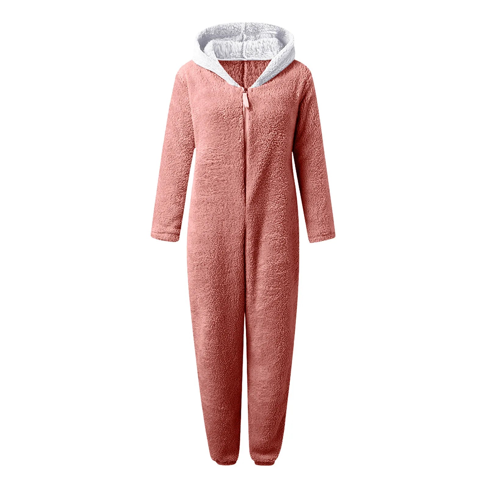 2023 Zipper Onesies Fluffy Fleece Pajamas for Women Hooded Adult Winter Warm Sleepwear Jumpsuits Loungwear Overall Plus Size 5XL eprolo