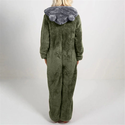 Zipper Onesies Fluffy Fleece Pajamas for Women Hooded Adult Winter Warm Sleepwear - Shello's Creative Boutique